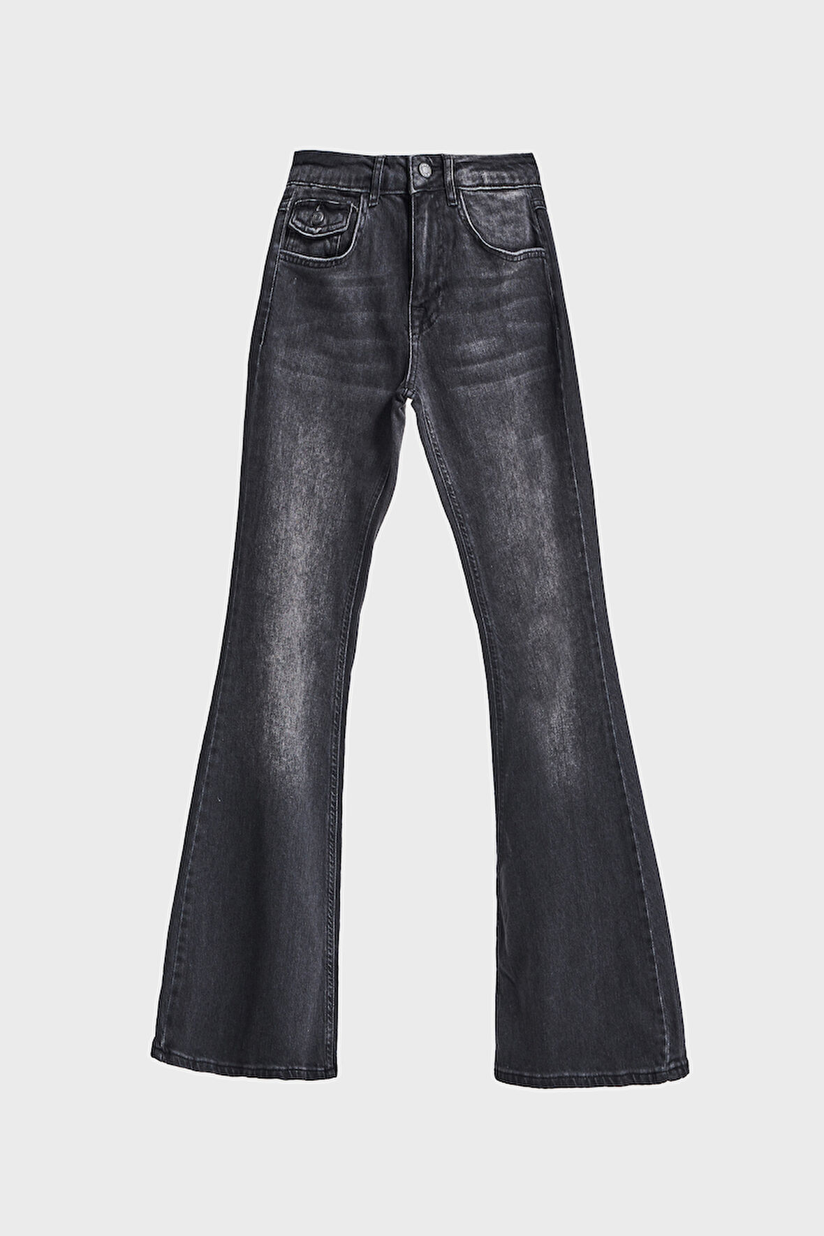 Kadın Koyu Füme Renk 2w5-1 Midrise Flare Fit Esnek Kumaş İç Boy 83cm Denim Jean