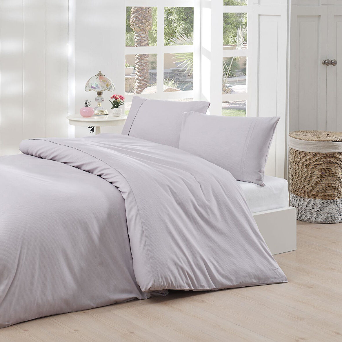 Menderes Home Cotton Collection Ranforce Tek Kişilik Nevresim Takımı Simple Lila