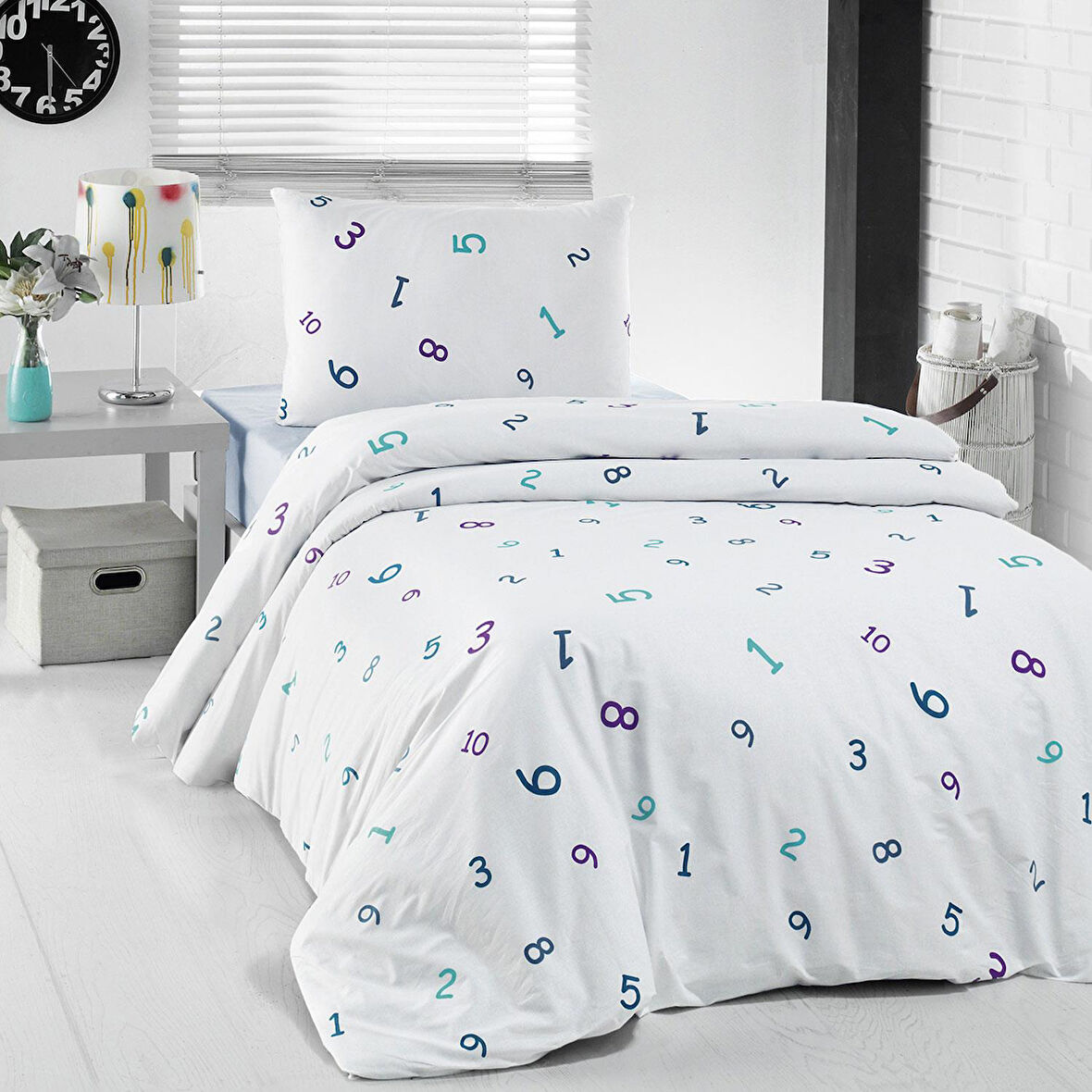 Menderes Home Cotton Collection Ranforce Tek Kişilik Nevresim Takımı Aritmetik