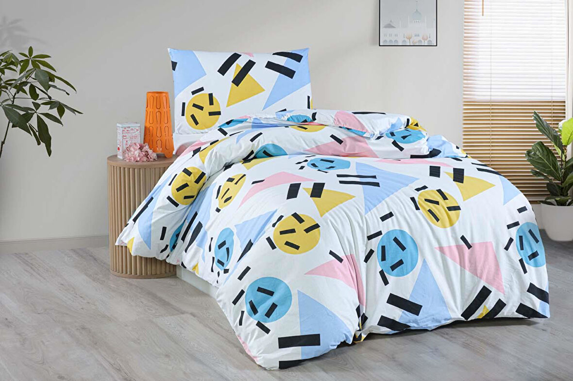 Menderes Home Cotton Collection Ranforce Tek Kişilik Nevresim Takımı Emoji