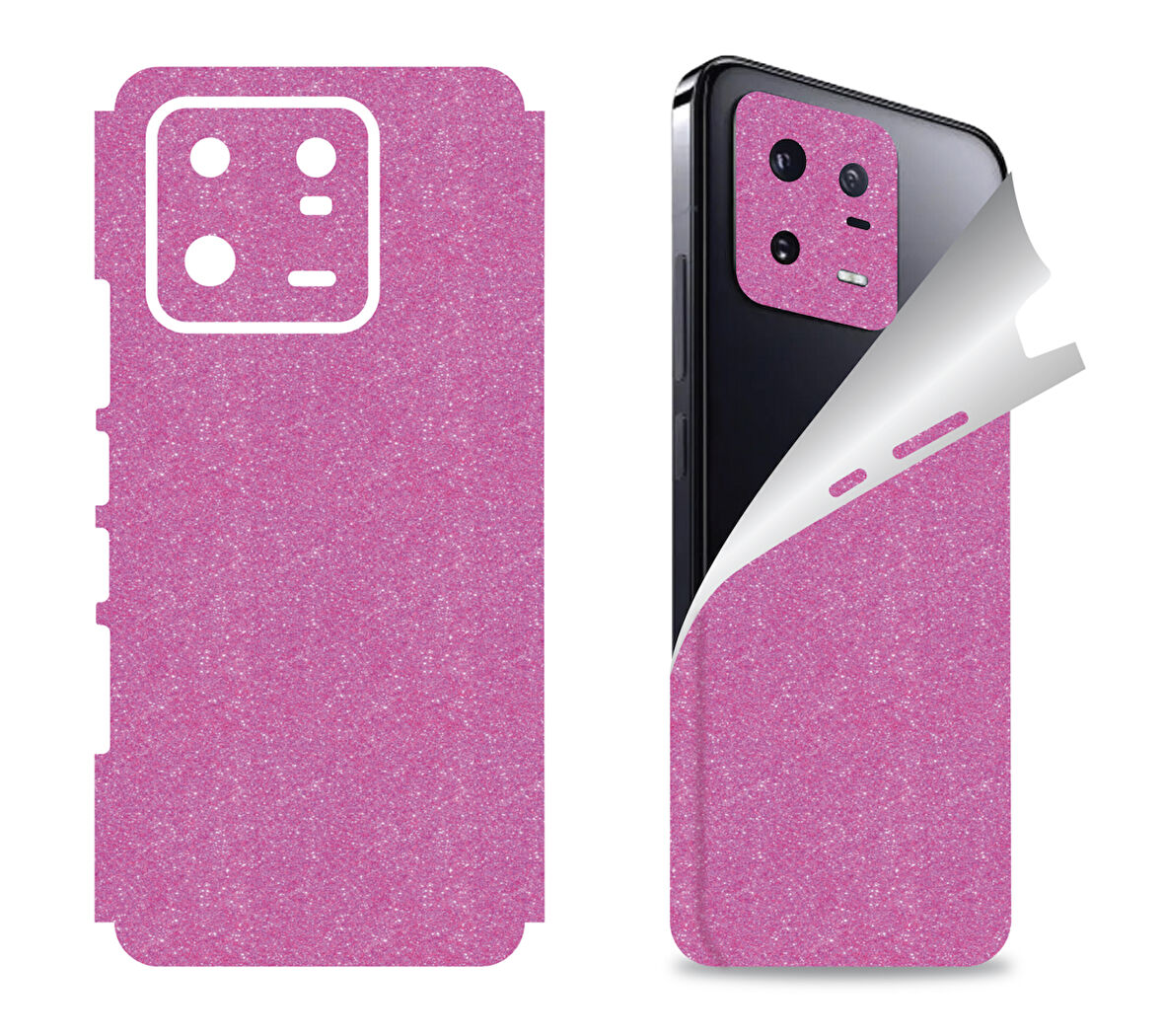 Xiaomi Mi 13 Lite için uyumlu 360 full arka ve yan kaplama koruma sticker SİMLİ PEMBE
