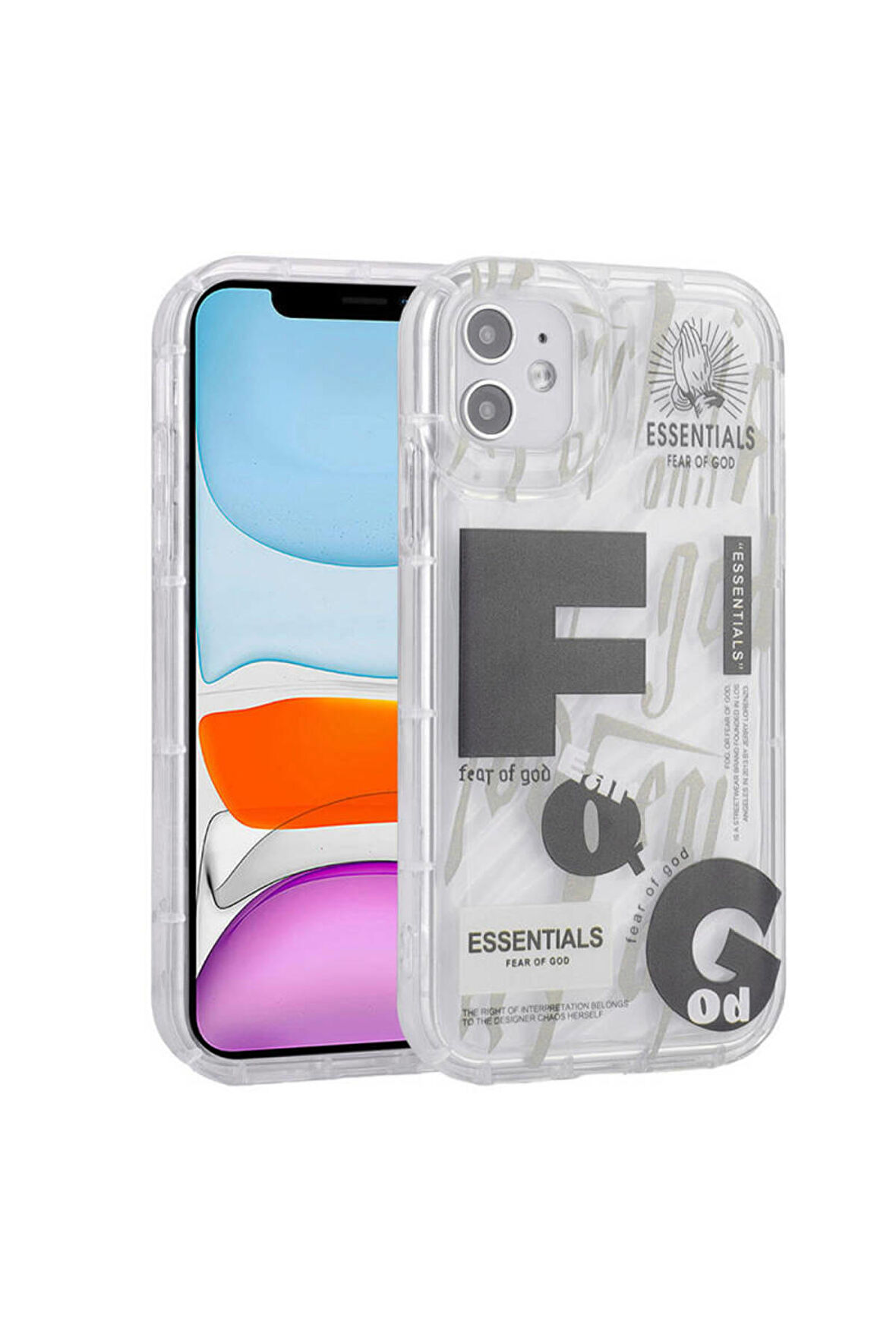 Apple iPhone 11 Uyumlu Renkli Airbag Çerçeveli Fear Of God Telefon Kılıfı Kapak