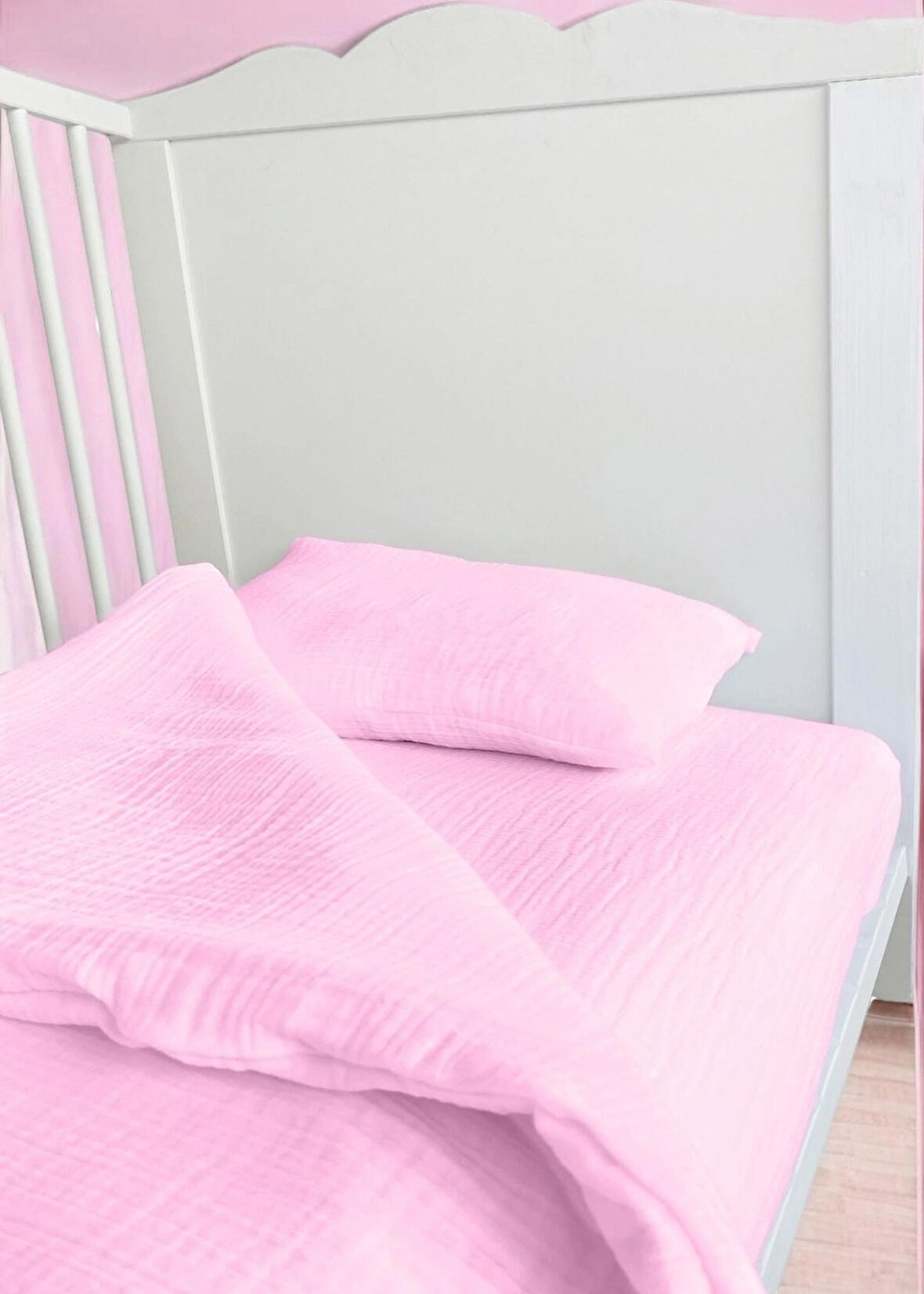 Müslin Bebek Nevresim Takımı 4 Katlı Kumaş – Organik Bebek Uyku Seti