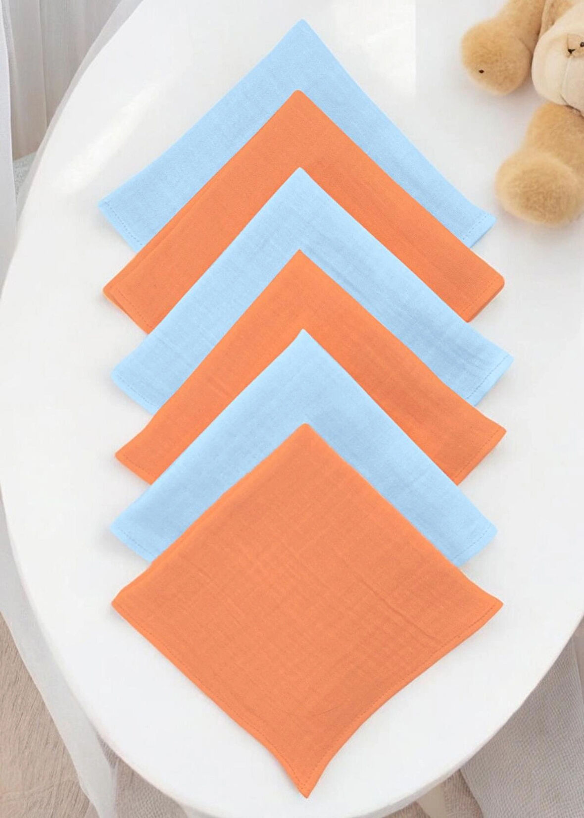 Organik Pamuk Bebek Ağız Mendili 6’lı – 25x25 cm Bürümcük Ter Bezi