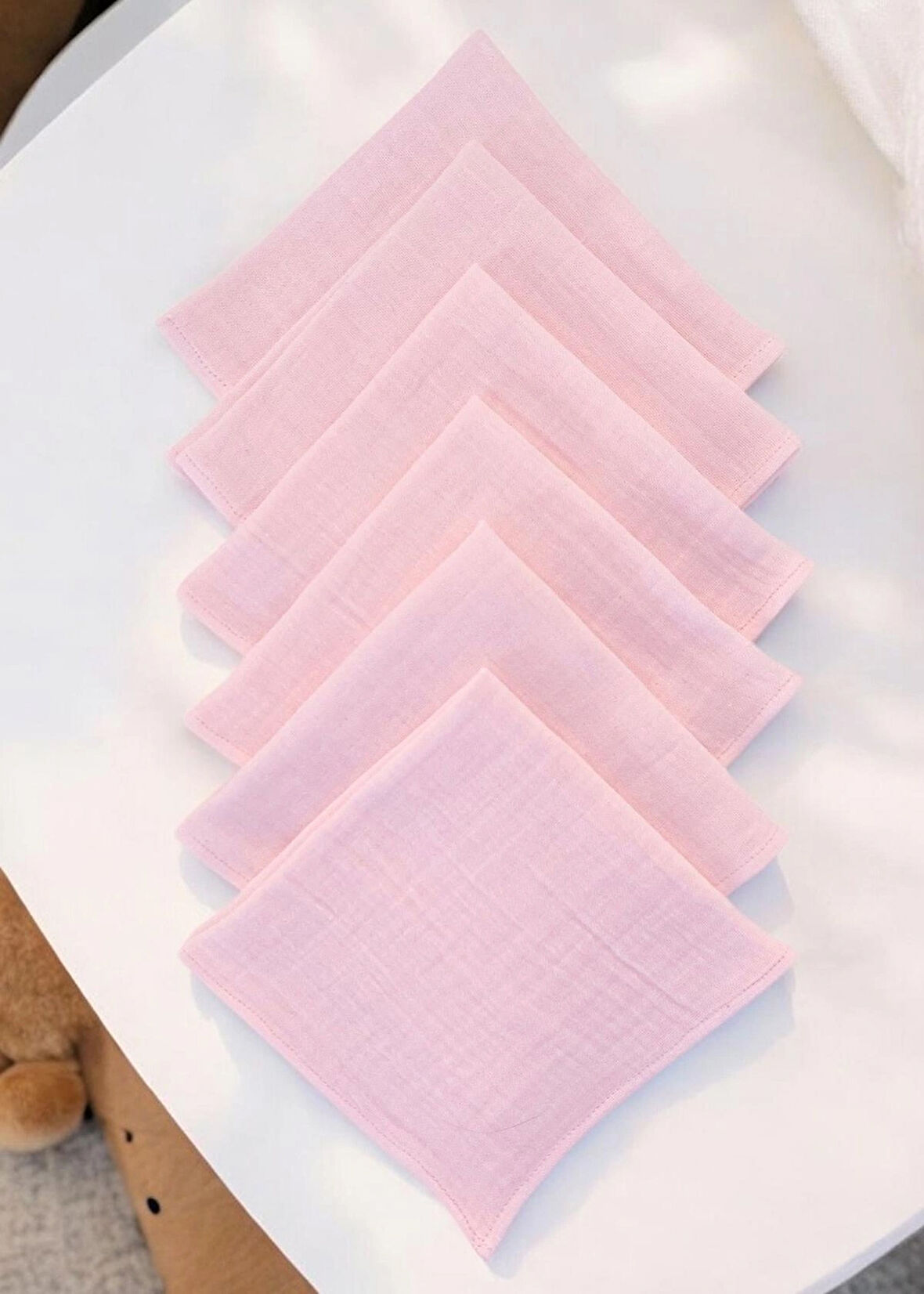 Organik Pamuk Bebek Ağız Mendili 6’lı – 25x25 cm Bürümcük Ter Bezi