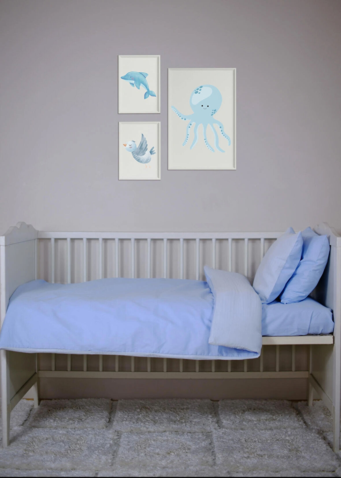 Çift Yönlü Muslin-Akfil Bebek Nevresim Takımı – 2 Yastık Kılıfı + Lastikli Çarşaf