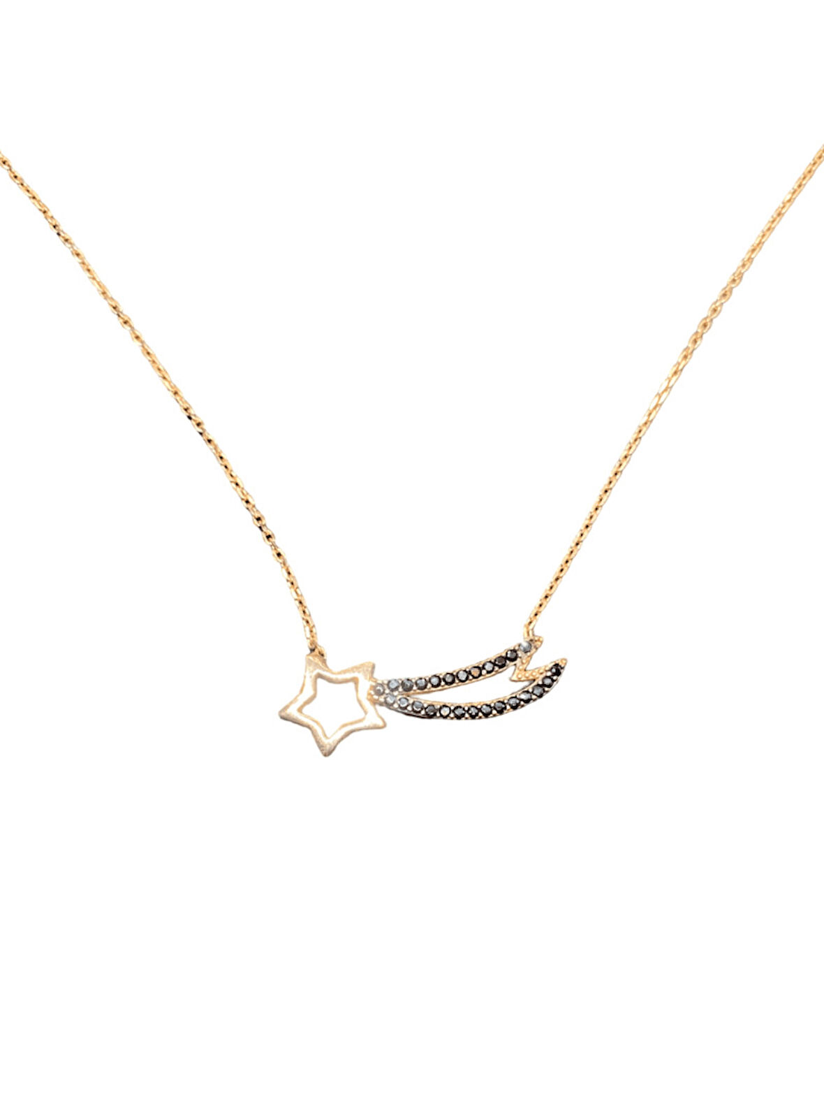 925 Ayar İthal Gümüş Kuyruklu Yıldız Model Altın Renk Kolye Şık ve Anlamlı Tasarım Hediye