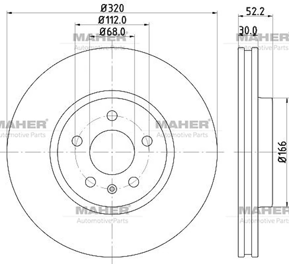 FREN DİSKİ A4 2007-2016 / A5 2007-2017 / Q5 2008-2017 ÖN HAVALI 320-5 8K0615301A (2 ADET)