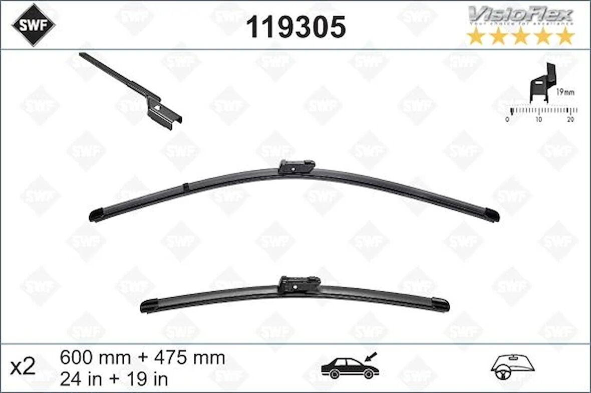 SİLECEK SÜPÜRGESİ ÖN ÜSTTEN BASMALI GOLF5-GOLF6-JETTA-PASSAT-CADDY-YETI 600 X 475 MM 1Q1998002 3C1998002 5K1955425