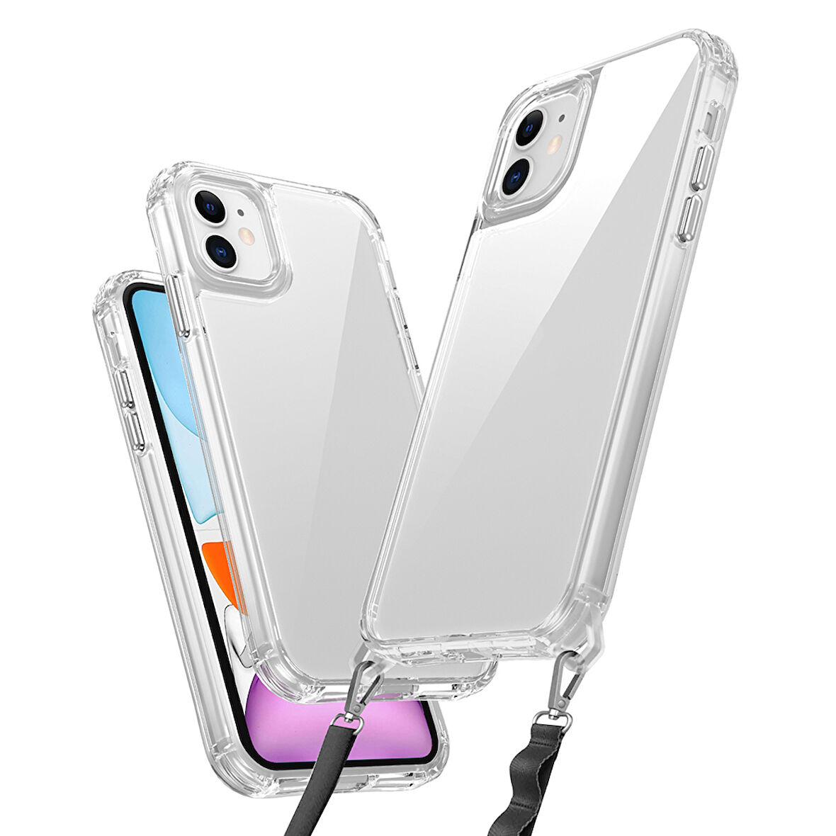 Apple iPhone 11 Uyumlu Kılıf Askı Aparatlı İp Takılabilen (ip üründe yoktur) Telefon Kılıfı