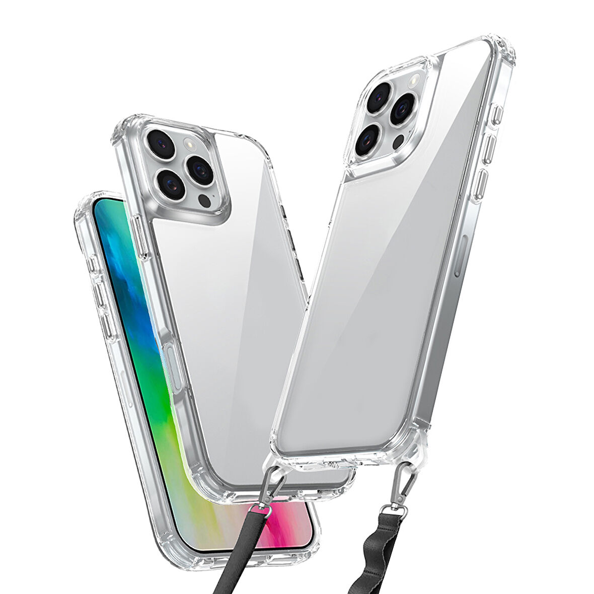 Apple iPhone 16 Pro Max Uyumlu Kılıf Askı Aparatlı İp Takılabilen (ip üründe yoktur) Telefon Kılıfı