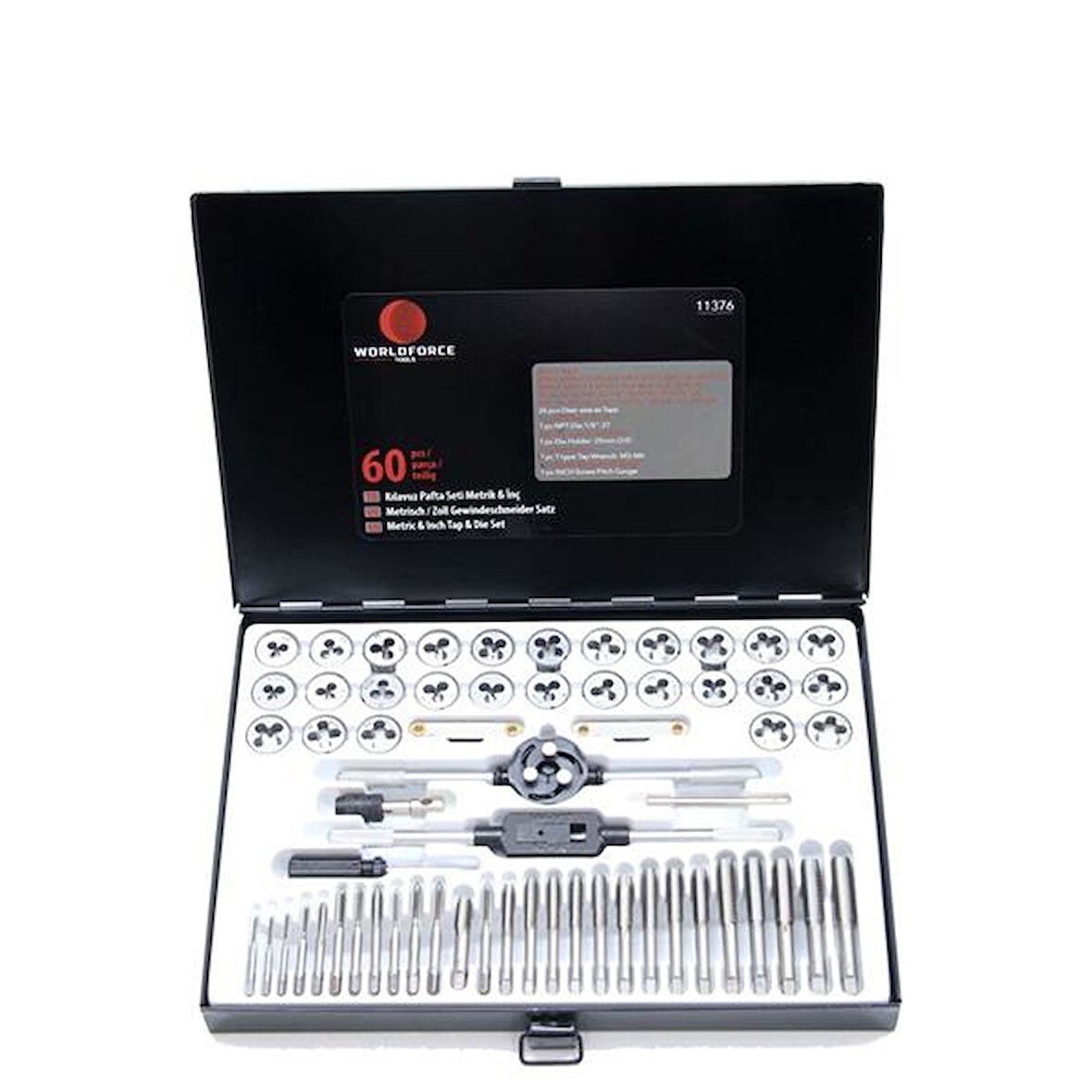 KILAVUZ PAFTA SETİ METRİK-İNÇ 60 PARÇA GARAJ EKİPMANLARI HIRDAVAT