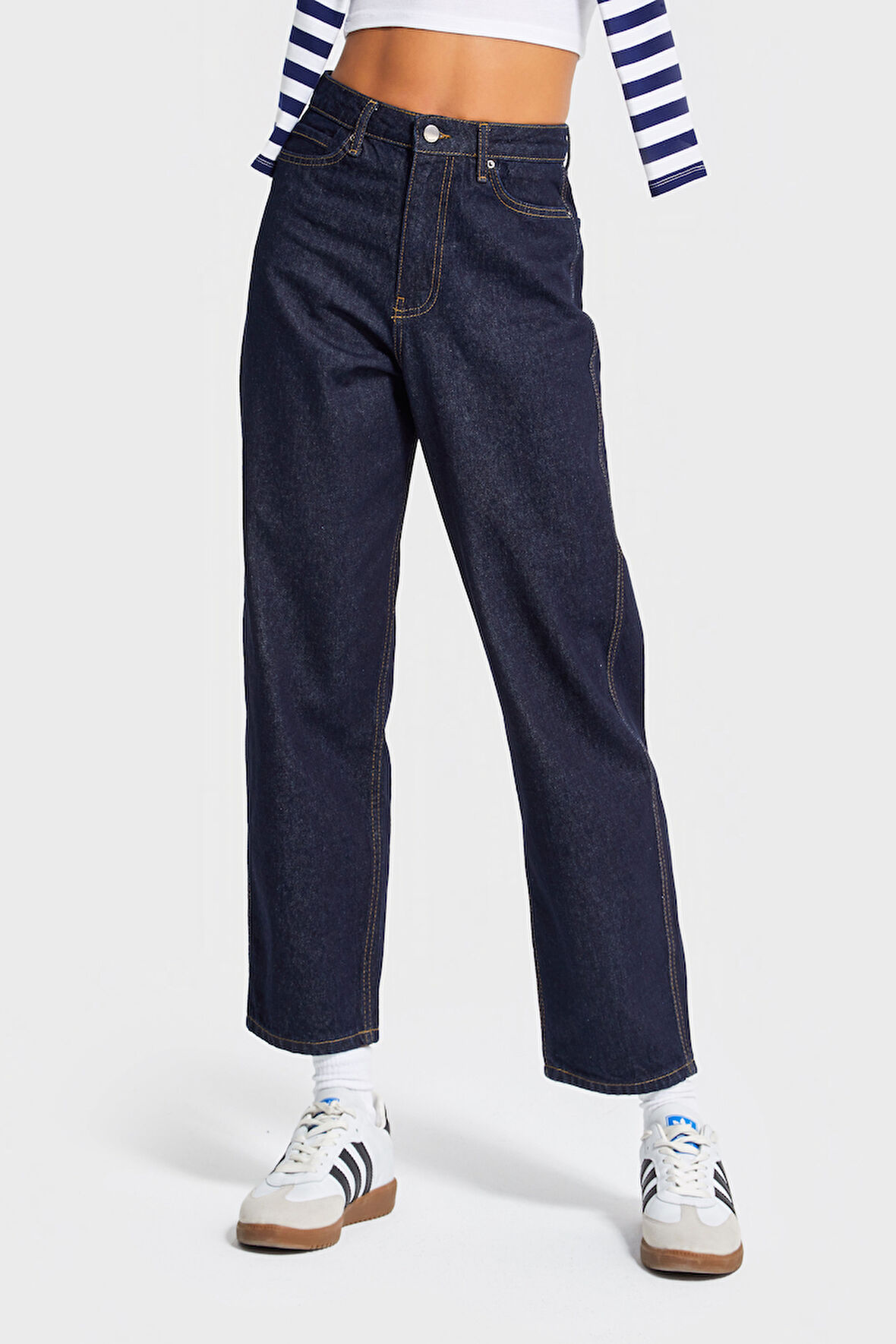 Kadın İndigo Renk 7w5-50 Relax Fit %100 Koton İç Boy 69cm %100 Koton Denim Jean