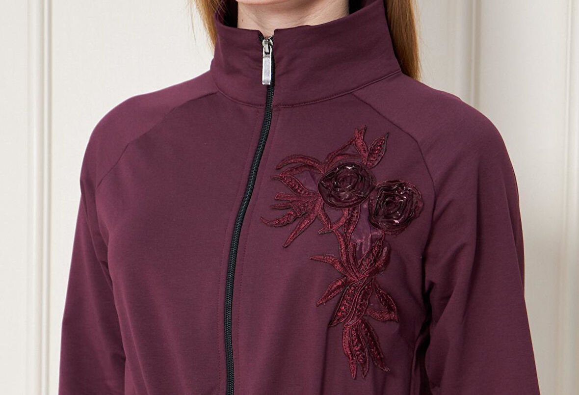 Kadın Pamuklu Beli Ayarlanabilir Tam Fermuarlı Tunik Eşofman Takım