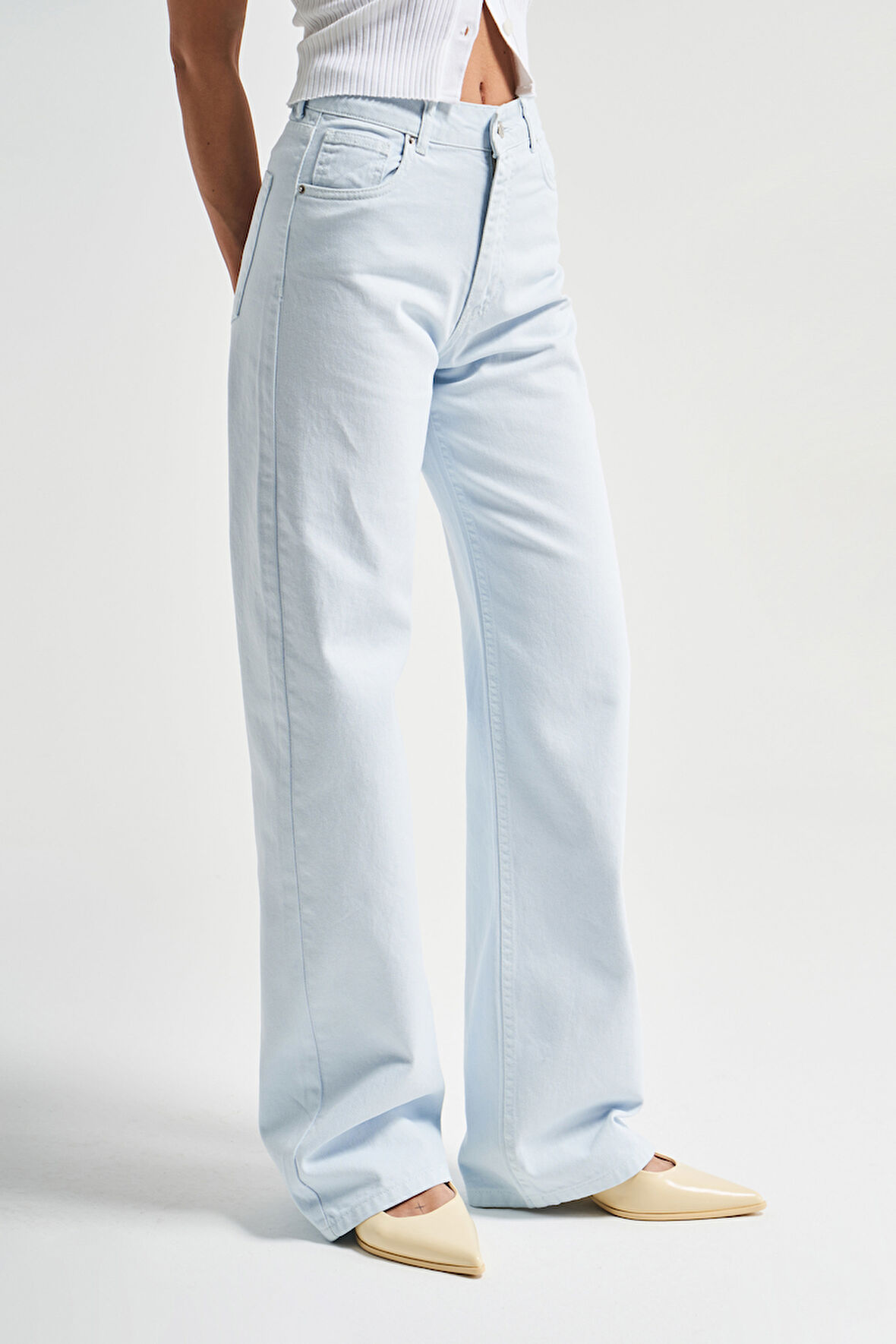 Kadın Bebe Mavisi 6s5-103 Straight Fit Yüksek Bel %100 Koton Denim Jean