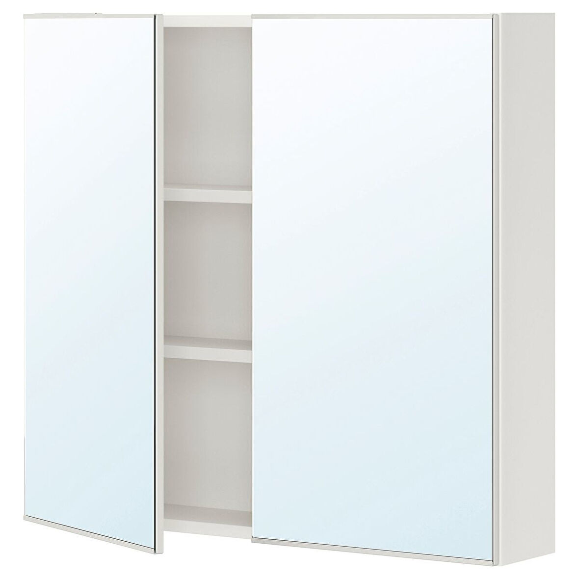 Banyo duvar dolabı, beyaz, 80x15x75 cm, 2 ayna kapaklı