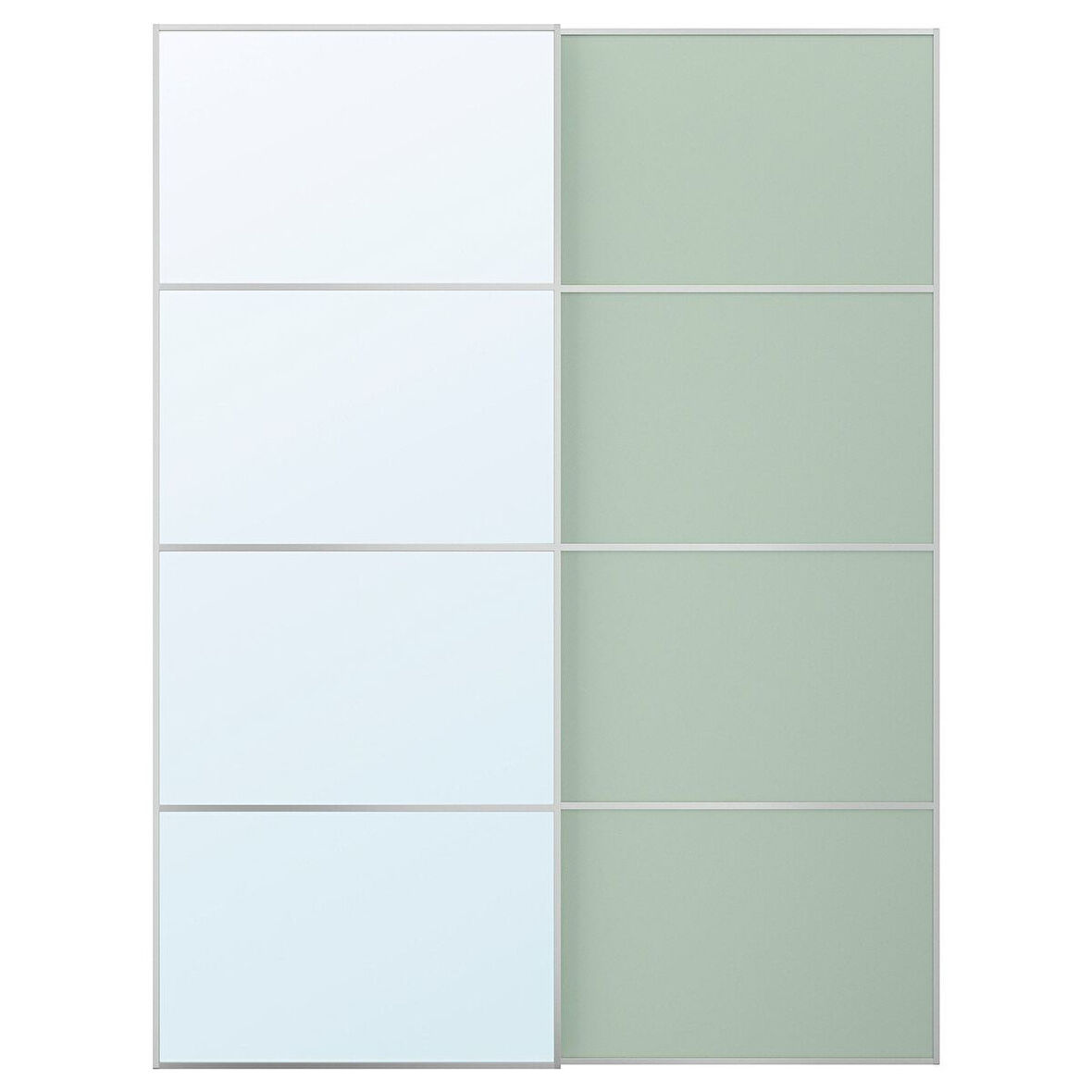 Sürgü kapak, açık yeşil-aynalı cam, 150x201 cm