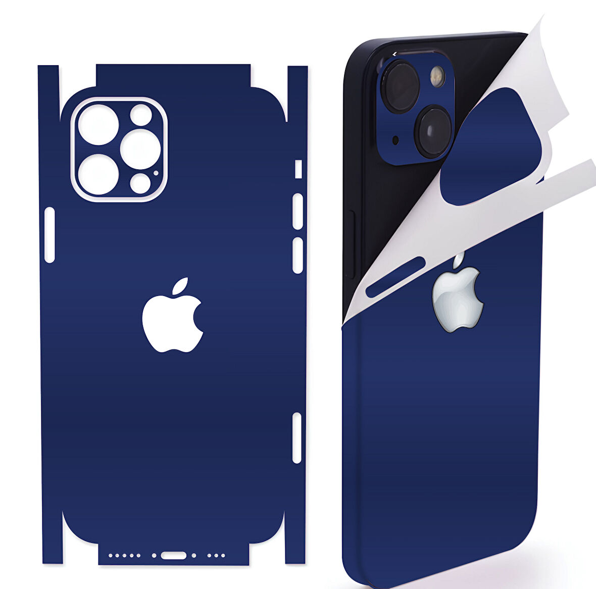 İphone 16 360 full arka kaplama koruma sticker kılıfsız kullanım için MAT MAVİ