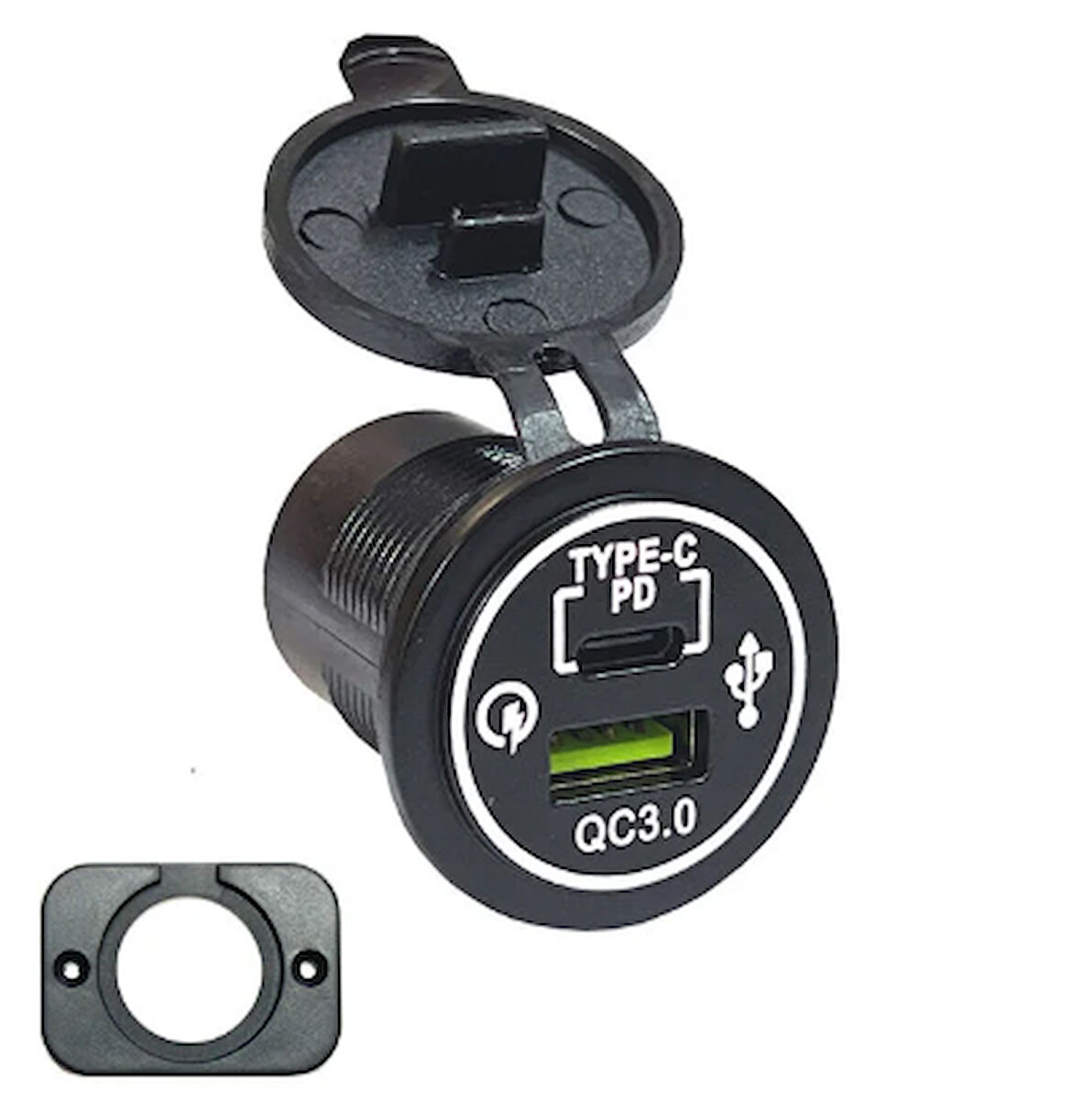 Oto Çakmaklık Şarj Soketi Marine Pano Tip 2 USB QC 3.0 Type-C PD Hızlı Şarj 12-24v