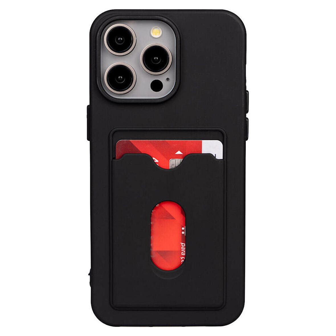 Apple iPhone 15 Pro Max ile Uyumlu Kılıf Soft Pürüzsüz Kartlıklı Silikon Kapak