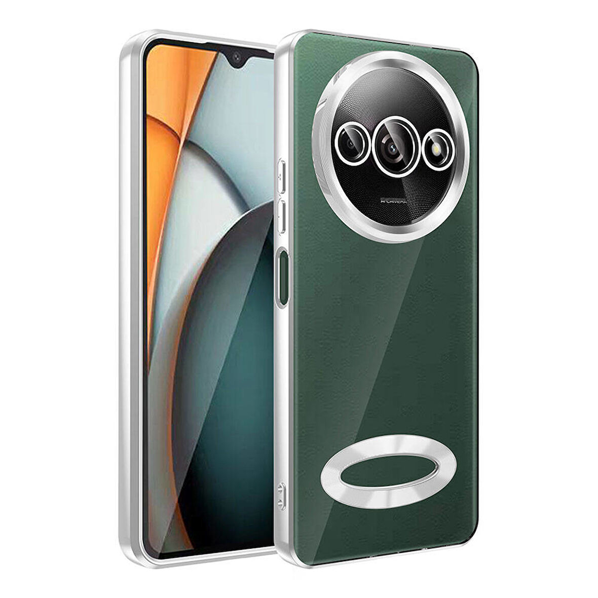 Xiaomi Redmi A3 4G 2024 Uyumlu Kılıf Şeffaf Logo Gösteren Parlak Renkli Kenarlı Kapak