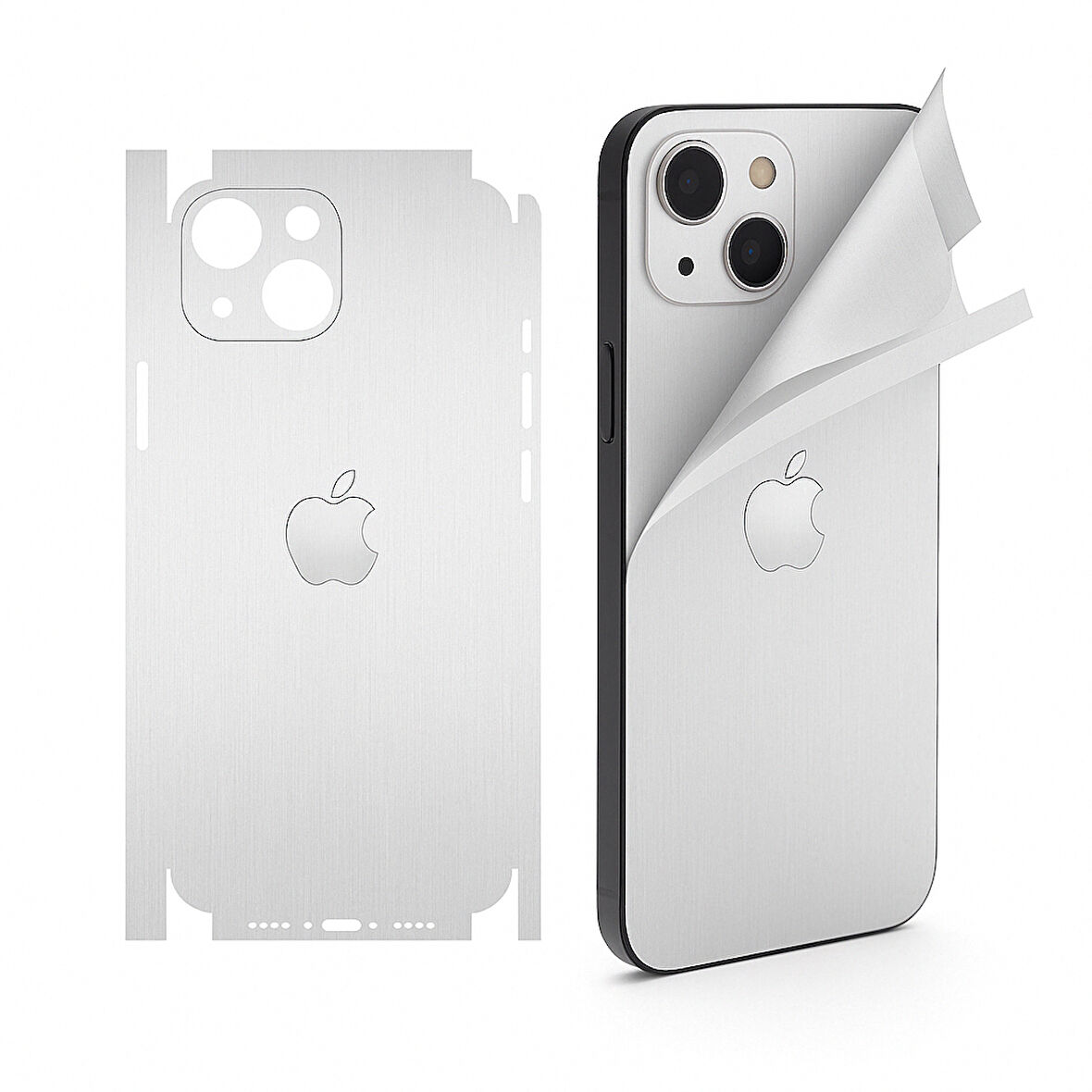 İphone 13 mini için uyumlu 360 full arka kaplama koruma sticker kılıfsız kullanım- GÜMÜŞ