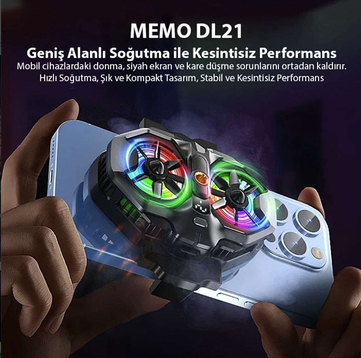 Turbo çift fanlı -2 derece telefon soğutucu oyun canlı yayın için soğutucu fan Memo DL 21