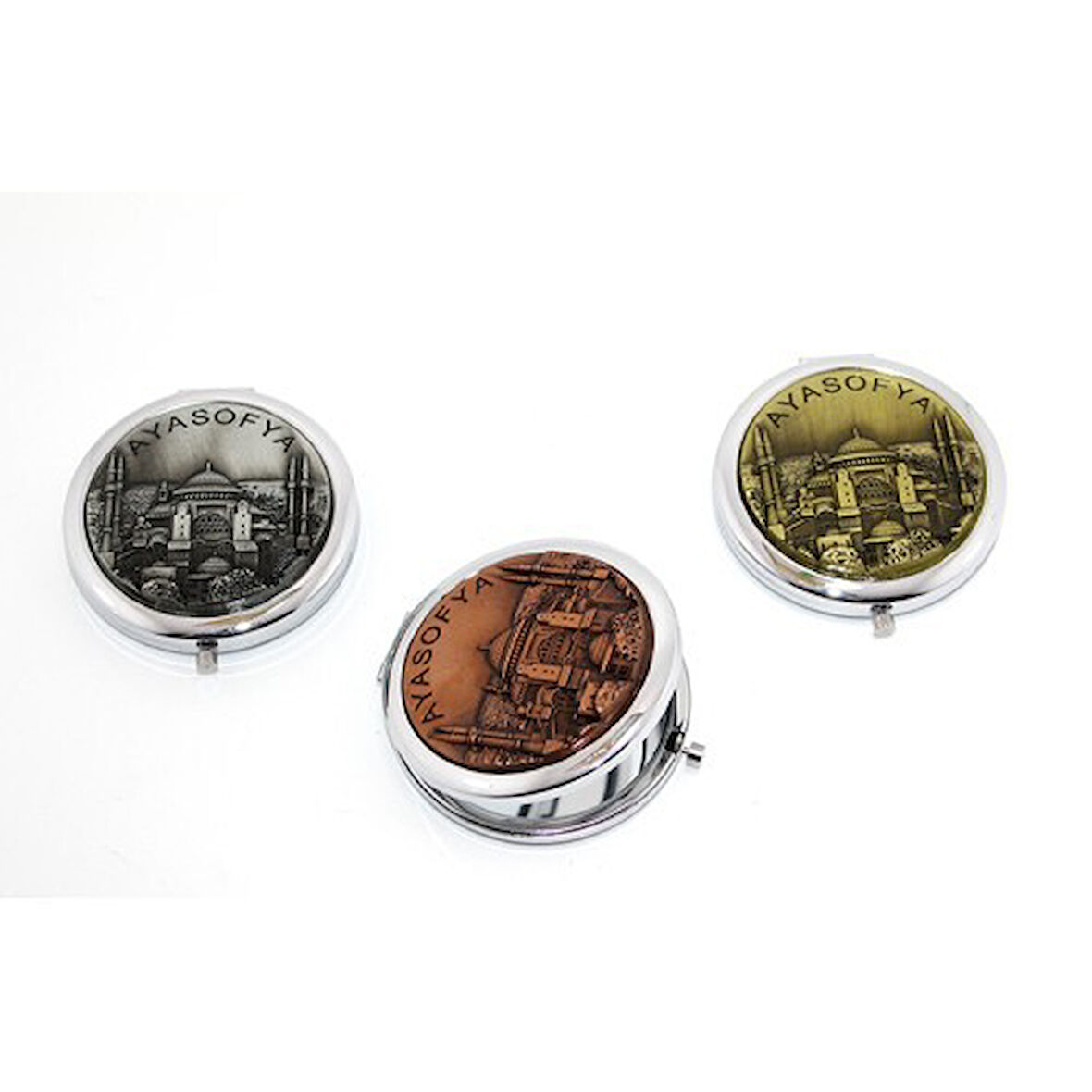 Metal İstanbul Temalı Yöresel Kabartmalı El Aynası 