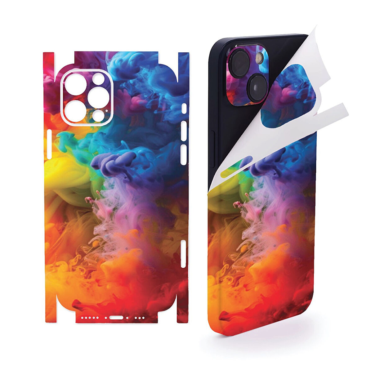 Apple İphone 15 için full kaplama koruma sticker kılıfsız kullanım çizilme önleyici BULUTLAR