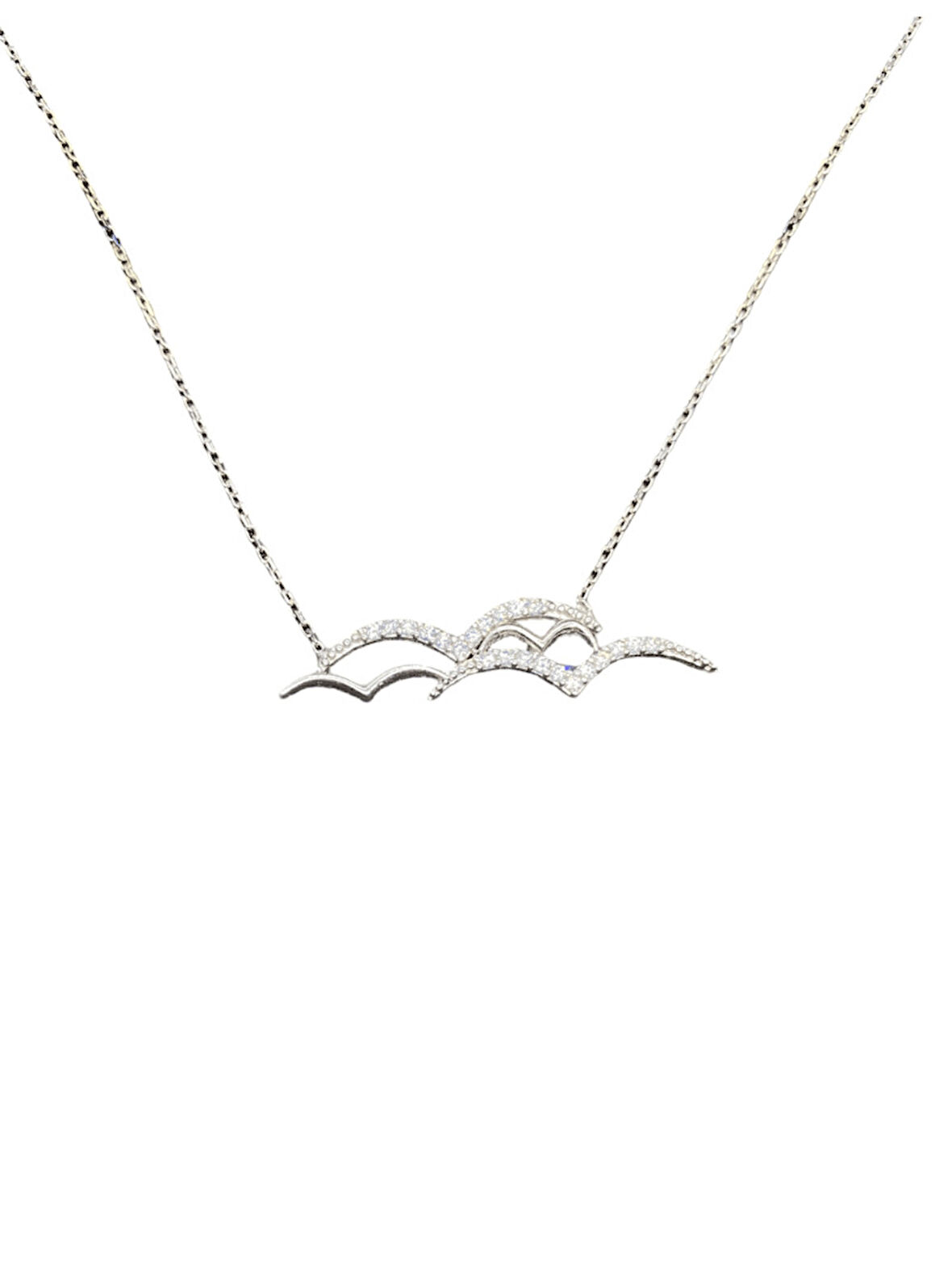 925 Ayar İthal Gümüş Zirkon Taşlı 🕊️ Uçan Kuşlar Model Kolye Anlamlı ve Şık Tasarım