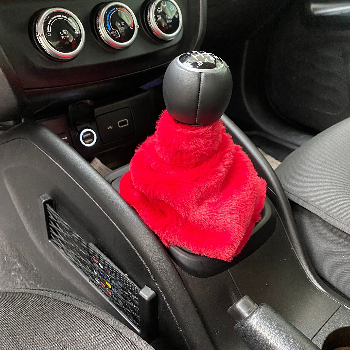 Yumuşak Peluş Vites Körüğü Vites Süsü Kırmızı