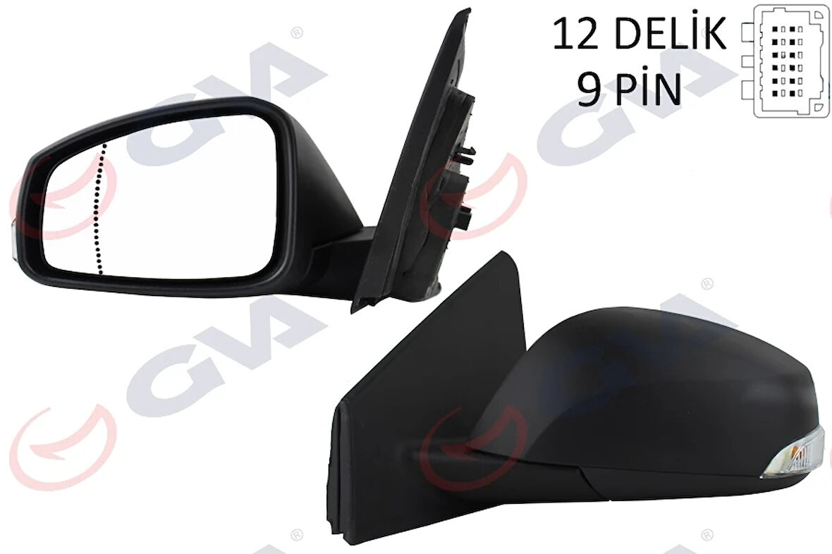 DIŞ DİKİZ AYNASI SOL MEGANE-FLUENCE 2008 ELEKTRİKLİ ISITMALI SİNYALLİ SENSÖRLÜ ASFERİK 9 FİŞ VM-6138EHSAL 963020180R 963028938R