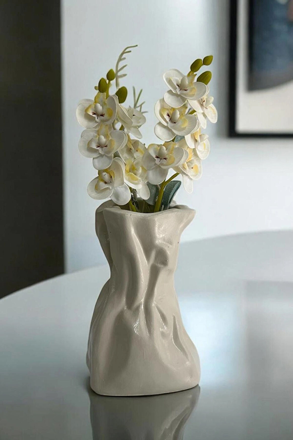 Dekoratif Kırışık Kağıt Torba Şık Tasarımlı Seramik Vazo 18x11x11cm