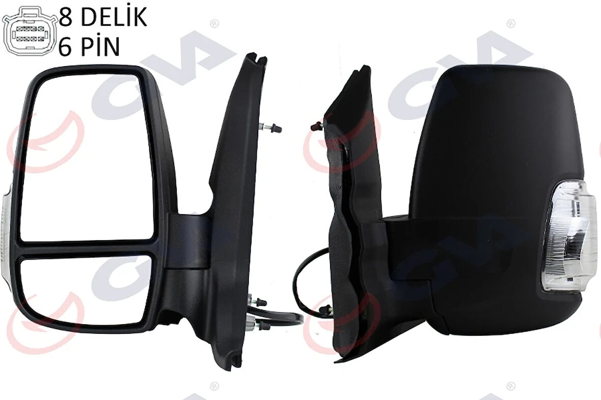 DIŞ DİKİZ AYNASI SOL TRANSIT 2014 ELEKTRİKLİ ISITMALI BEYAZ SİNYALLİ DESENLİ KONVEKS 6 FİŞ VM-6329EHL 1911145 BK3117683EA5JA