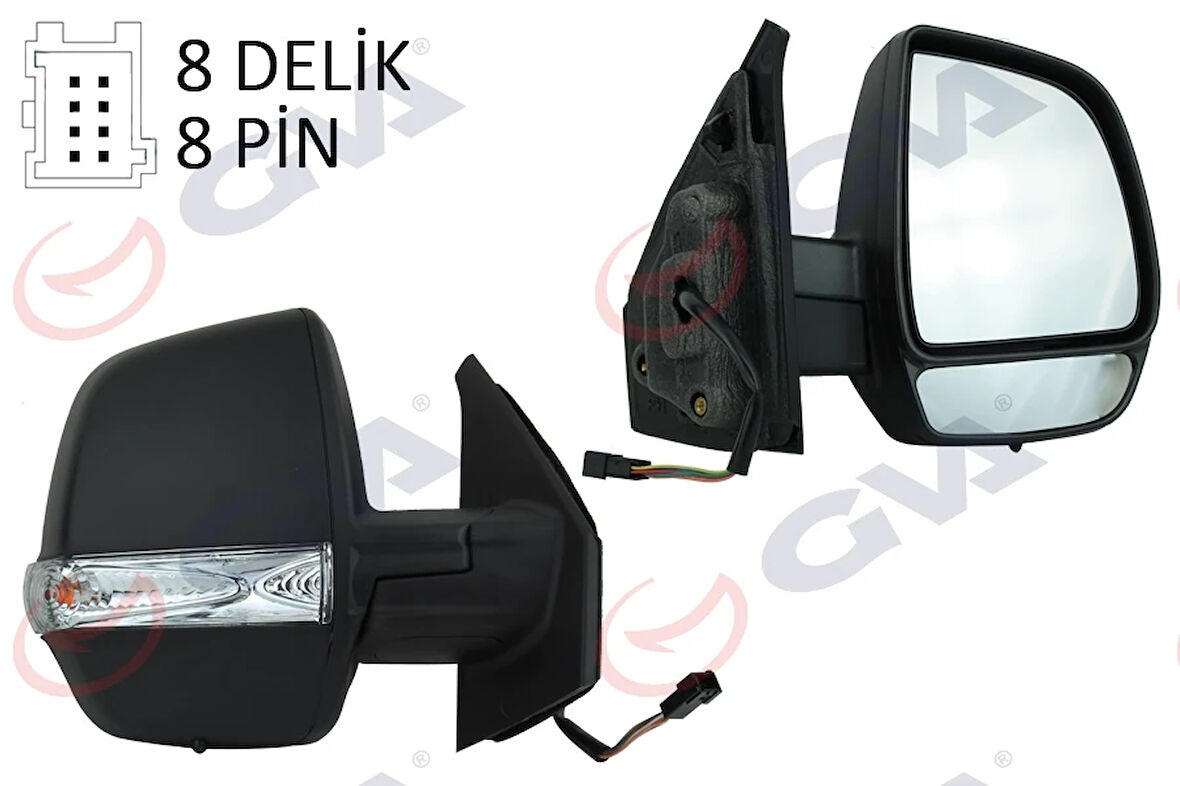 DIŞ DİKİZ AYNASI SAĞ DOBLO 2011 ELEKTRİKLİ ORTADAN SİNYALLİ SİYAH KAPAKLI ÇİFT CAM KONVEKS 8 FİŞ VM-669EHR 735497871