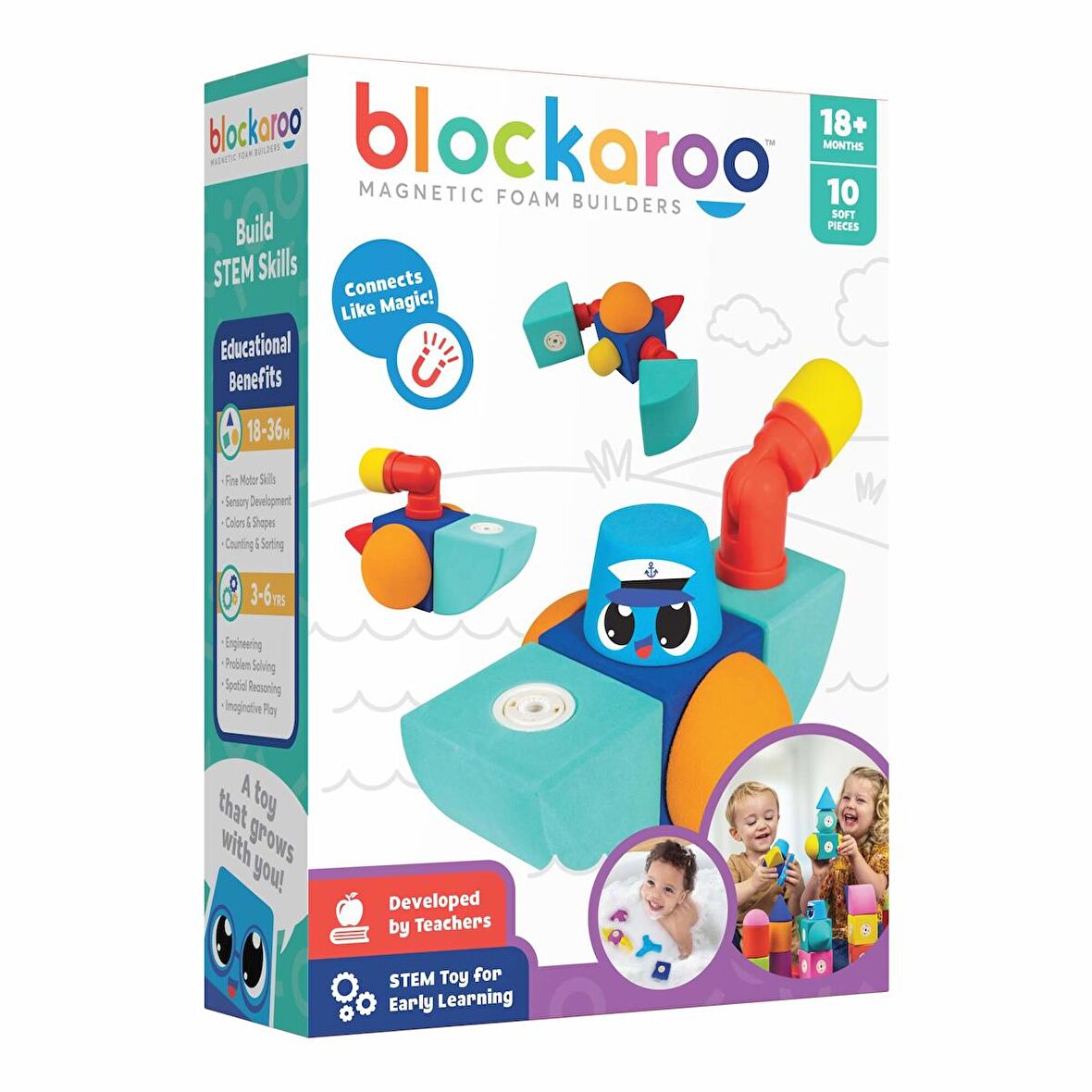 Blockaroo Magnetic Foam Blocks Small - Tug Boat 10 Parça