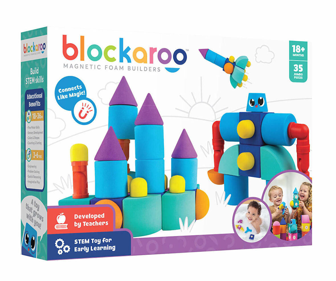 Blockaroo Magnetic Foam Blocks Large - Castle 35 Parça