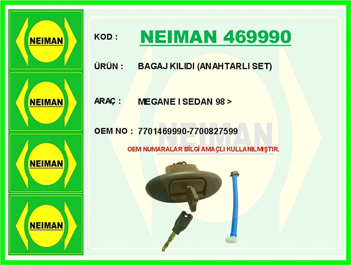 BAGAJ KILIDI ANAHTARLI SET MEGANE 1 SEDAN 1998 7701469990 7700827599