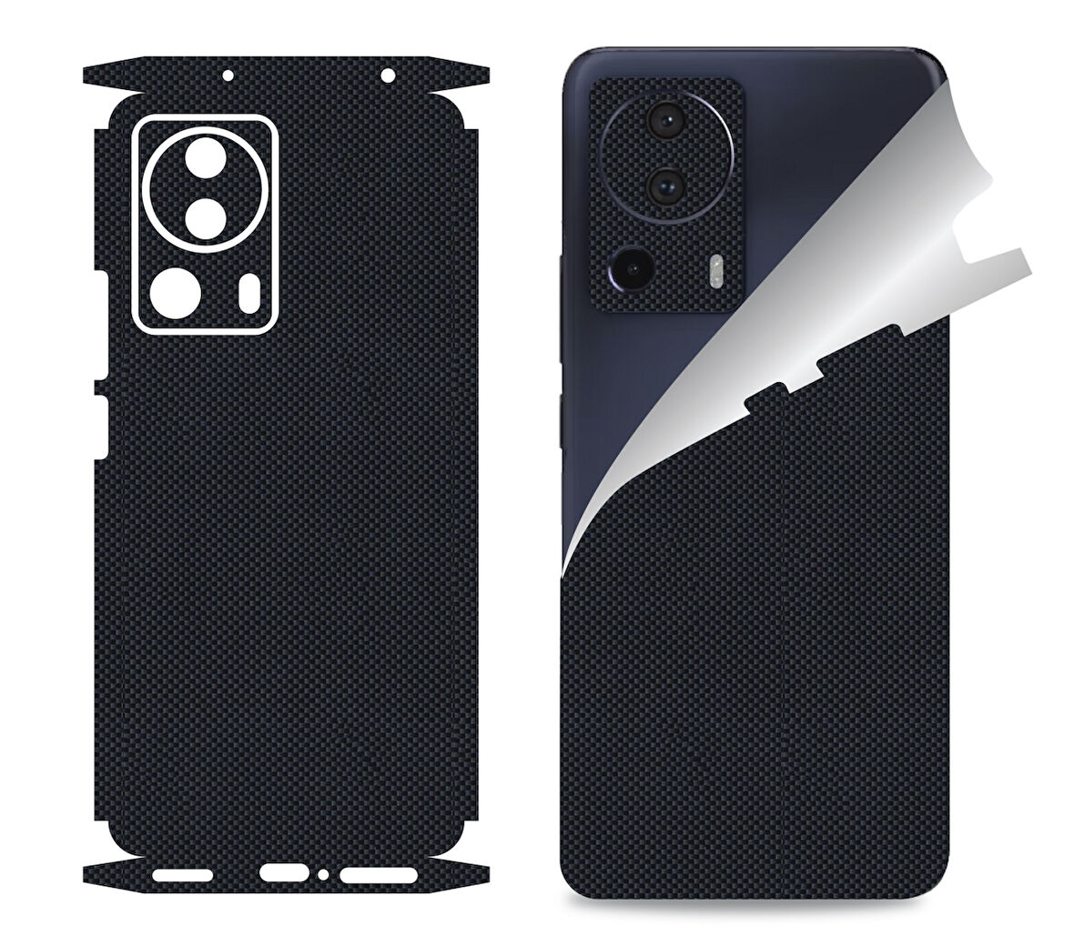 Xiaomi Mi 13 Lite için uyumlu 360 full arka ve yan kaplama koruma sticker KARBONFİBER
