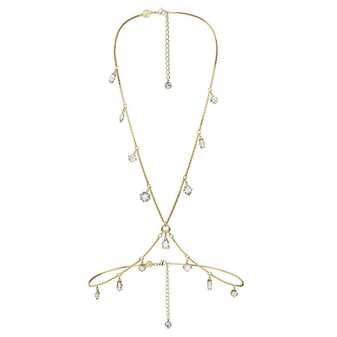 5670555 Swarovski Kolye Dextera body chain, Mixed cuts, White, Gold-tone plated