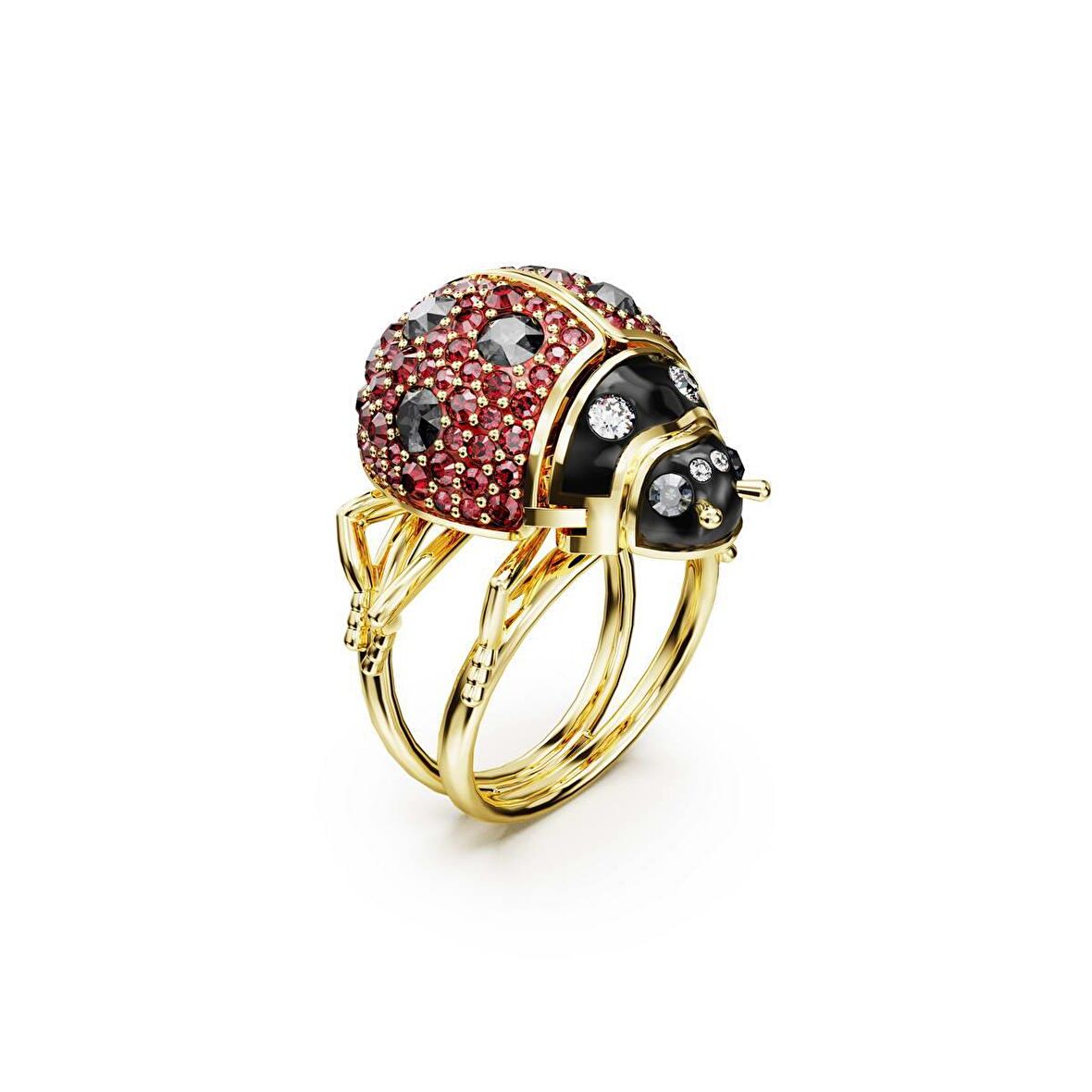 5672428 Swarovski Yüzük Idyllia Cocktail Ring, Ladybug, Red, Gold-Tone Plated
