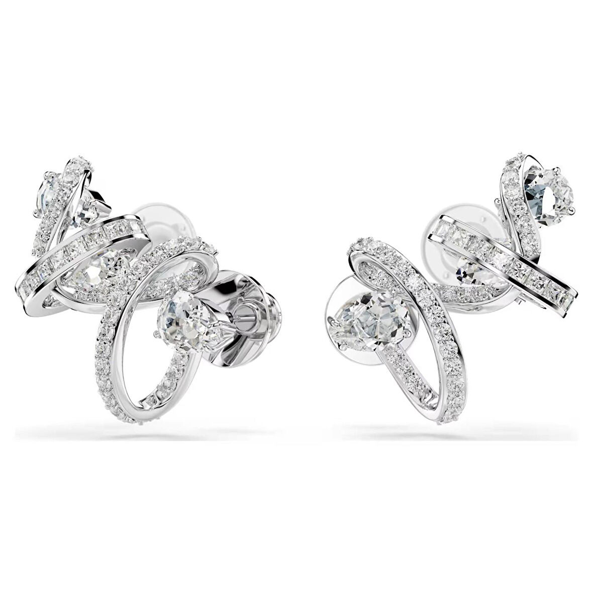 Swarovski Küpe Hyperbola ear cuff, Mixed cuts, White, Rhodium plated
