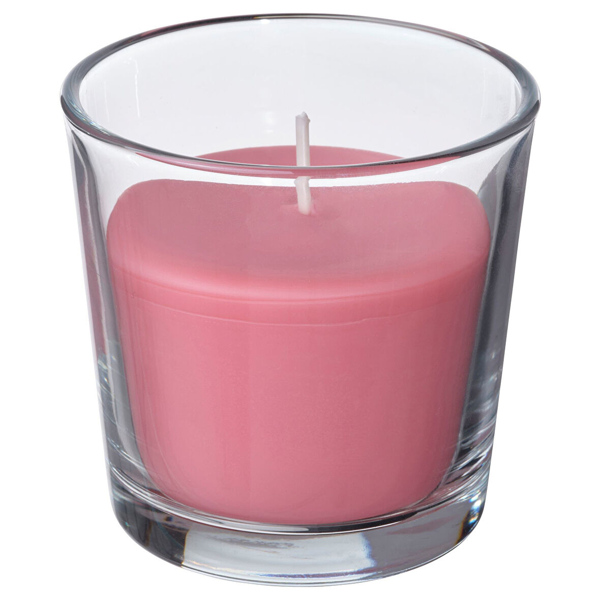 Bardakta kokulu mum, parlak pembe, 25 saat, çilek