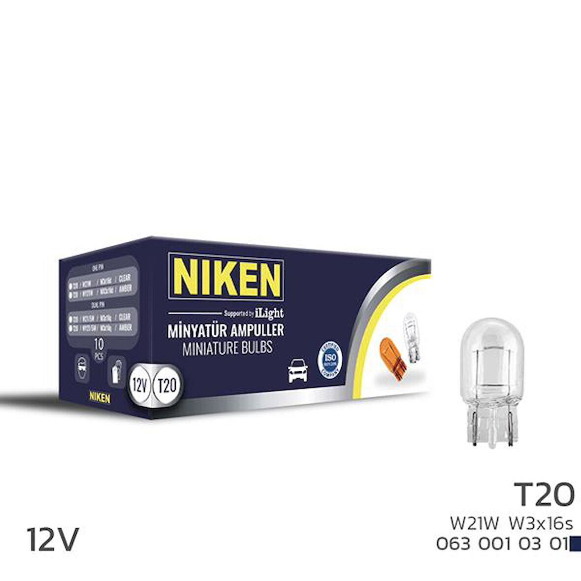 NIKEN T20 DİPSIZ AMPUL 93 W21W W3X16S 125 10LU (10 ADET)