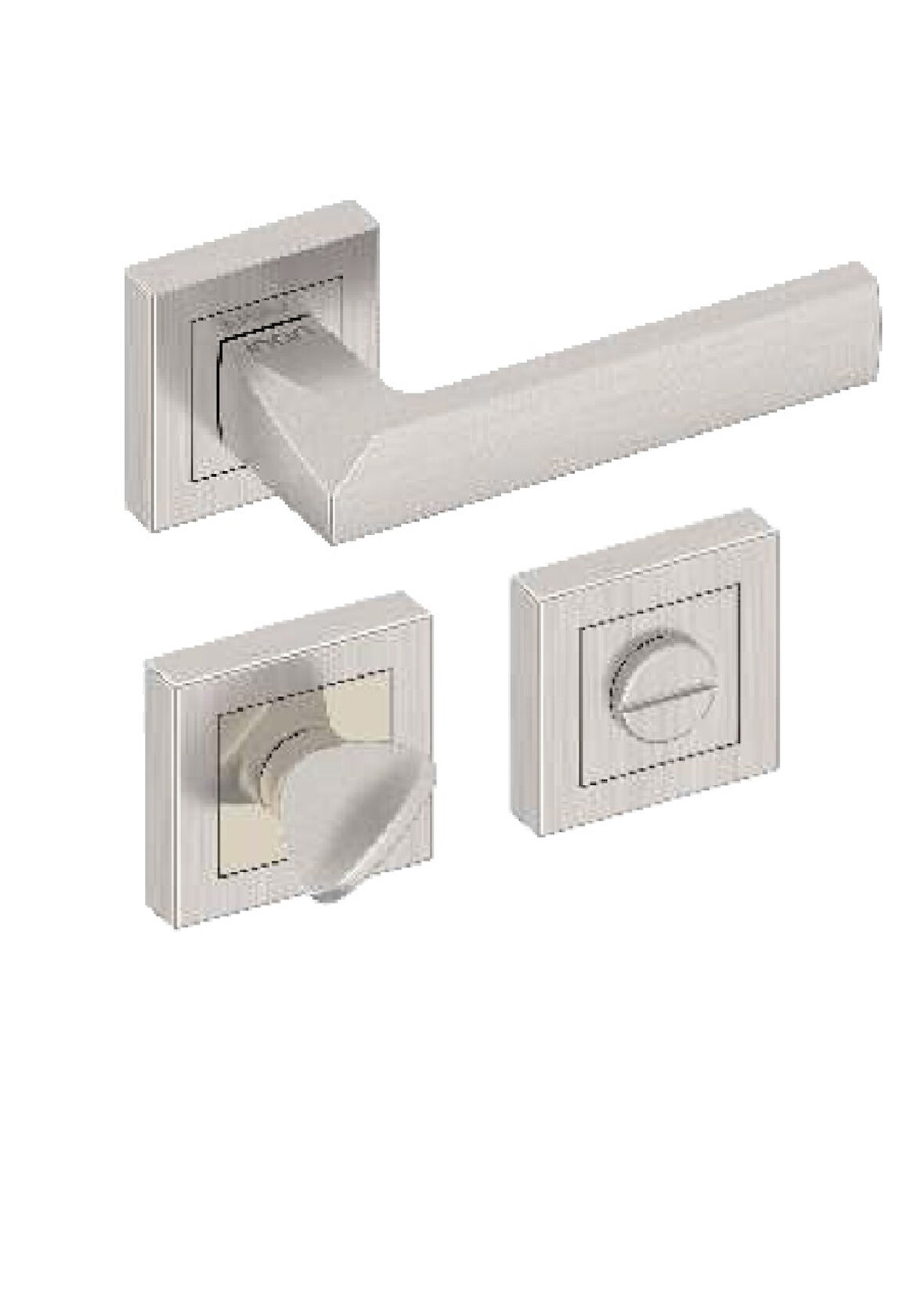 Mine WC KAPI KOLU, KARE ROZETLİ, SATEN Alüminyum, SET  