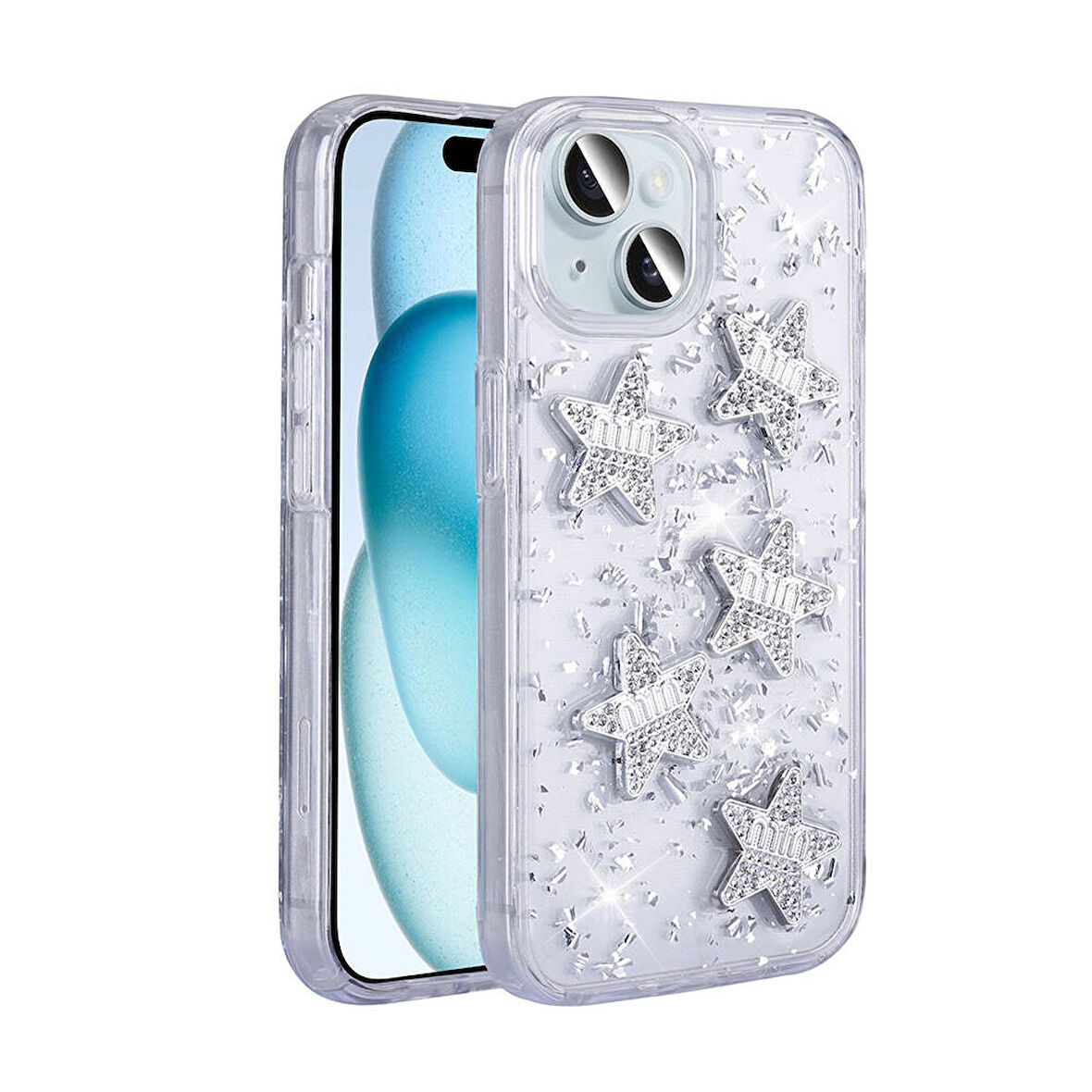Apple iPhone 14 ile Uyumlu Airbagli Simli Arka Yüzeyli Kapak