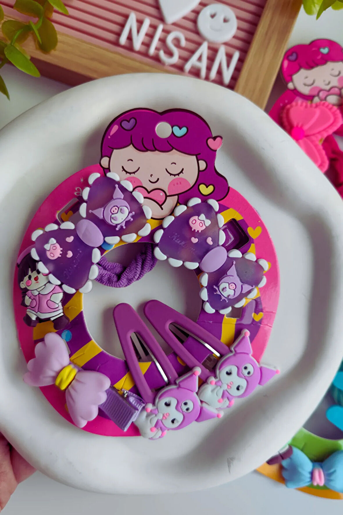 6 Parça Karışık Figürlü Toka Seti (2 Lastik , 2 Pens,2 Çıtçıt Toka)