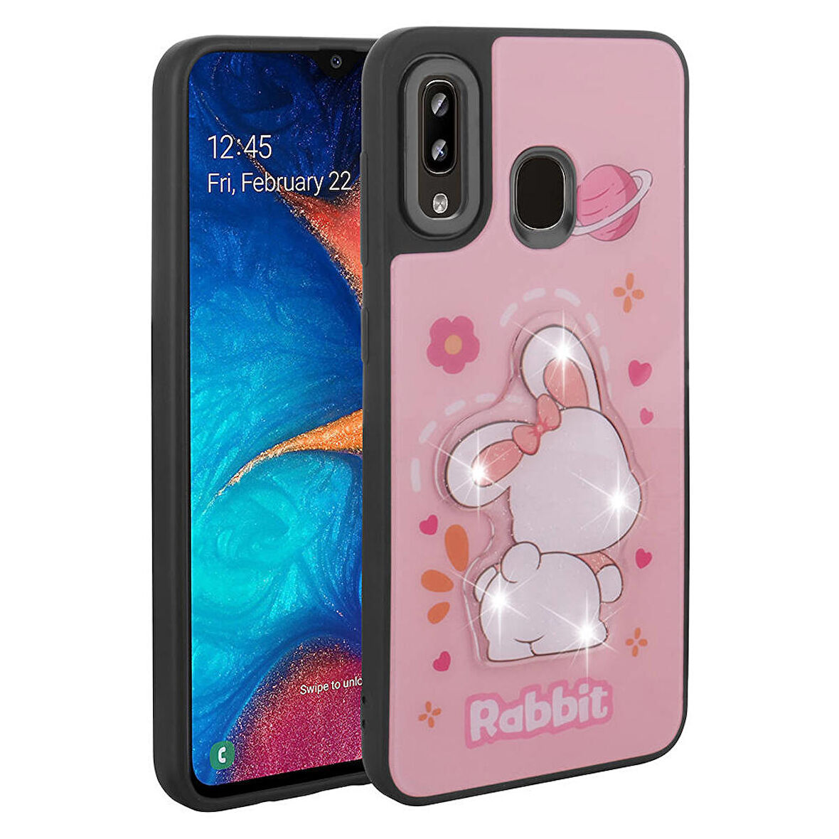 Samsung Galaxy A30 ile Uyumlu Kılıf Parlayan Kabartmalı İkonik Figürlü Silikon Kapak