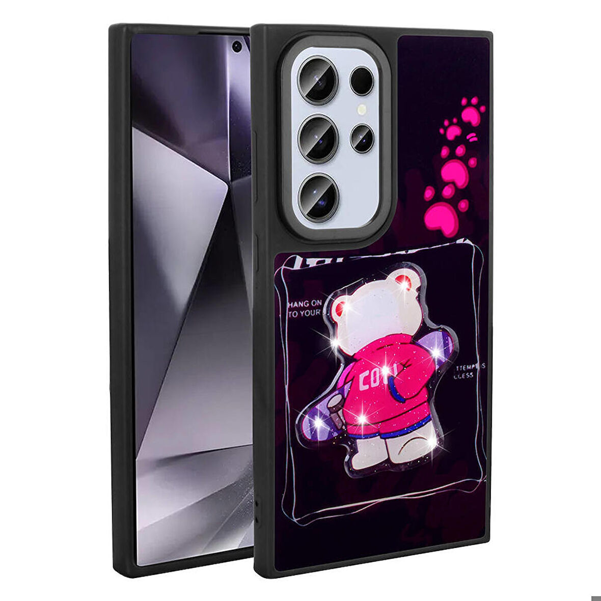 Samsung Galaxy S24 Ultra ile Uyumlu Kılıf Parlayan Kabartmalı İkonik Figürlü Silikon Kapak