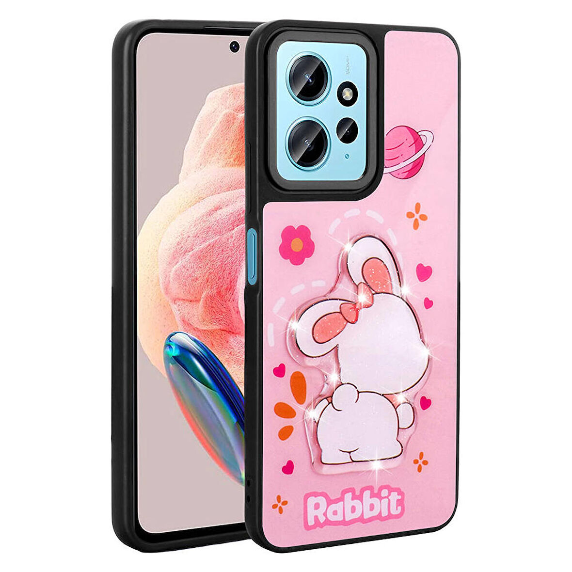 Xiaomi Redmi Note 12 4G ile Uyumlu Kılıf Parlayan Kabartmalı İkonik Figürlü Silikon Kapak